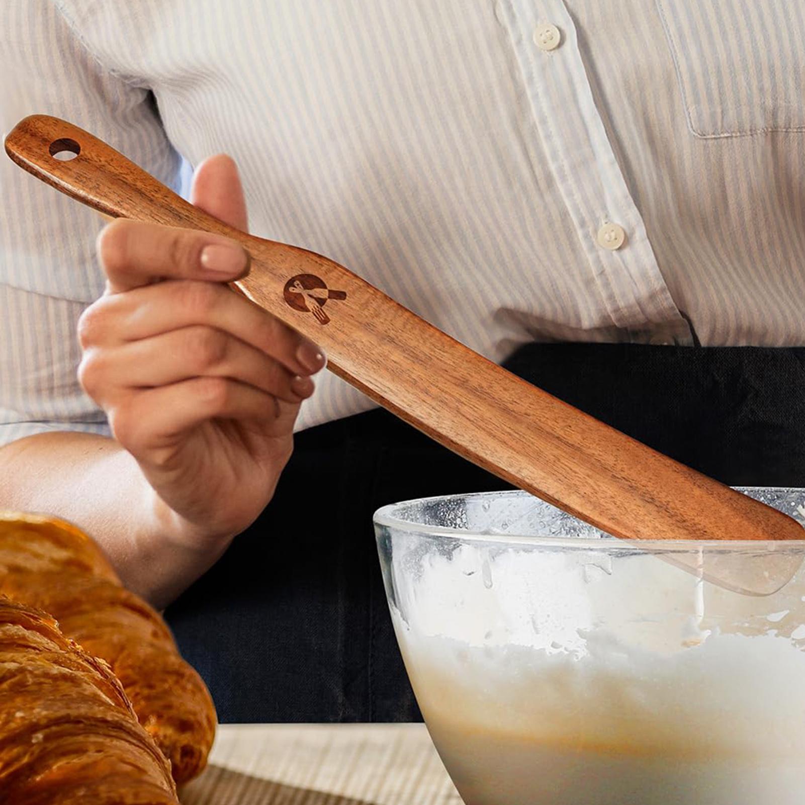 Okonomiyaki Spatula - Bread Stirring Spatula Eco-Friendly Wooden Sourdough