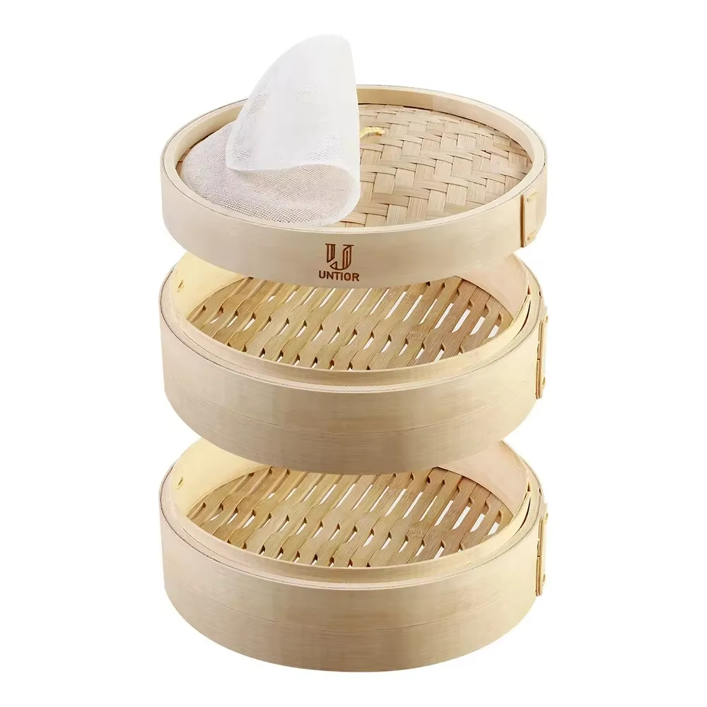 10-Inch Bamboo Food Steamer wi - đánh giá và giá Bao Steamer Bamboo