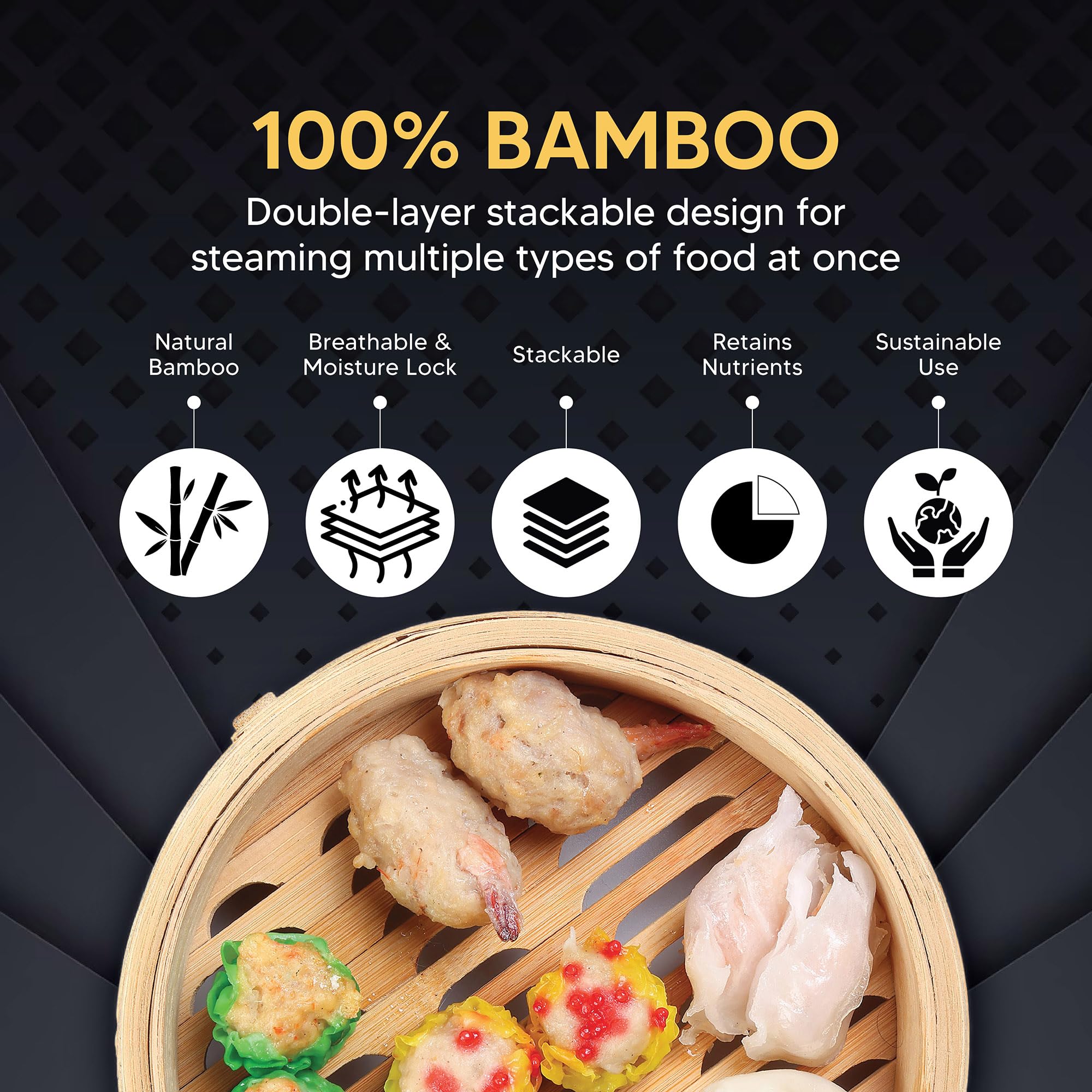 10-Inch Bamboo Food Steamer wi - đánh giá và giá Bao Steamer Bamboo