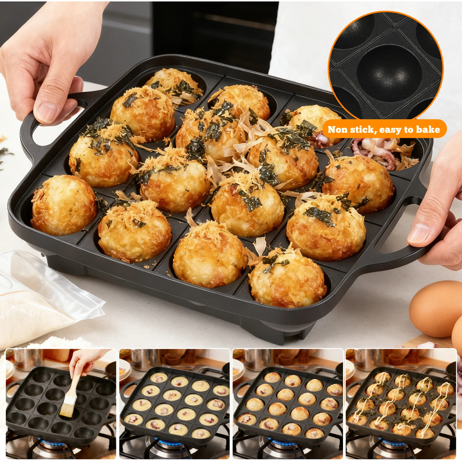 16 Holes Takoyaki Pan Cast Alu - đánh giá và giá Takoyaki Grill Plate