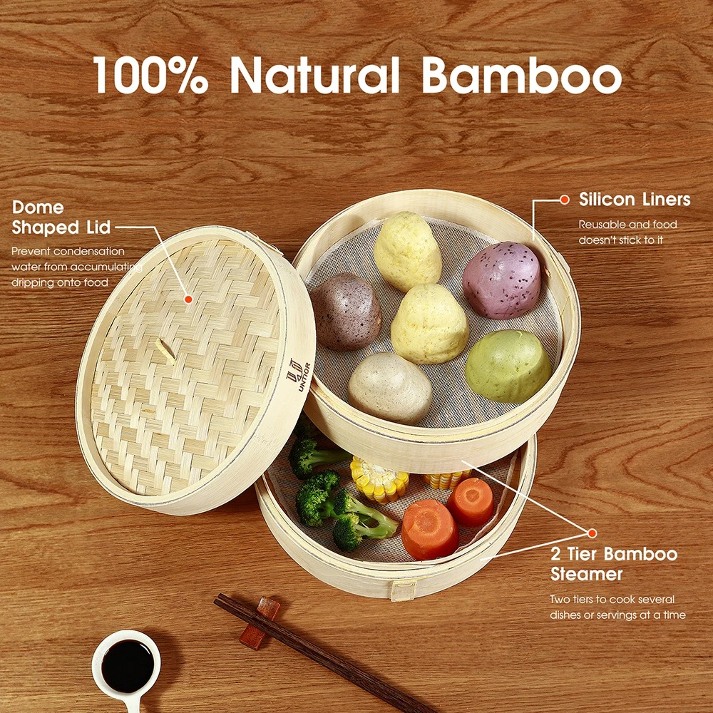 Bamboo Steamer Basket with Lid - đánh giá và giá Bao Steamer Bamboo