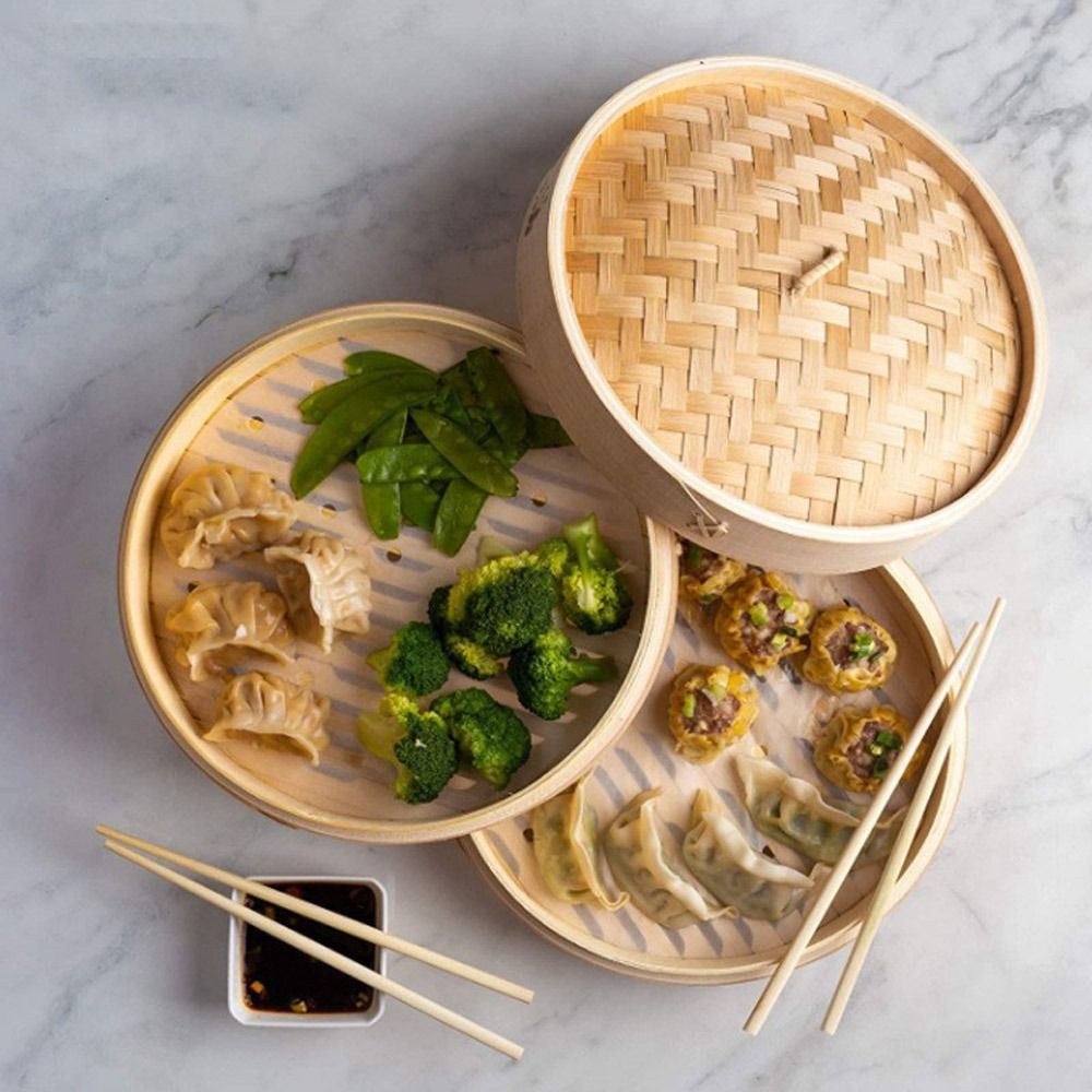 Bamboo Steamer Basket with Lid - đánh giá và giá Bao Steamer Bamboo
