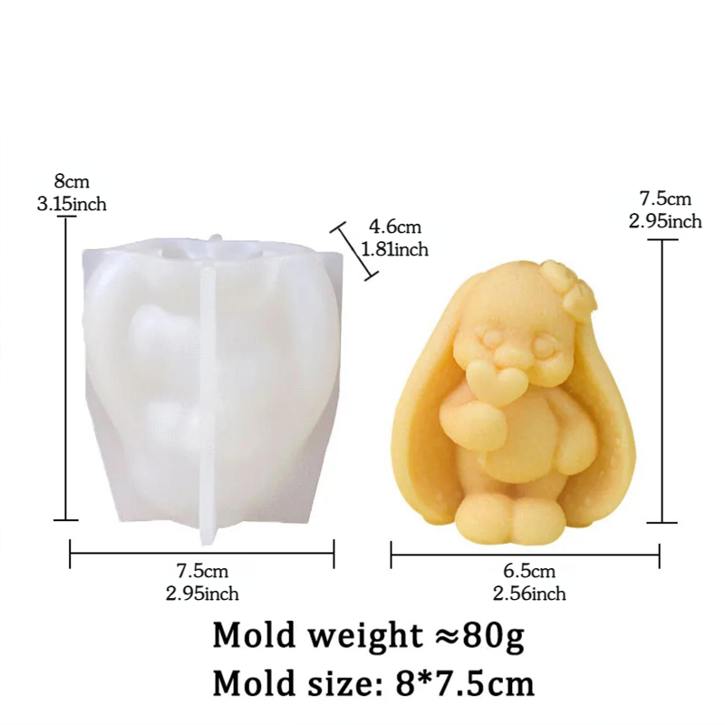 3D Long-eared Rabbit Silicone  - đánh giá và giá Bunny Cake Mold