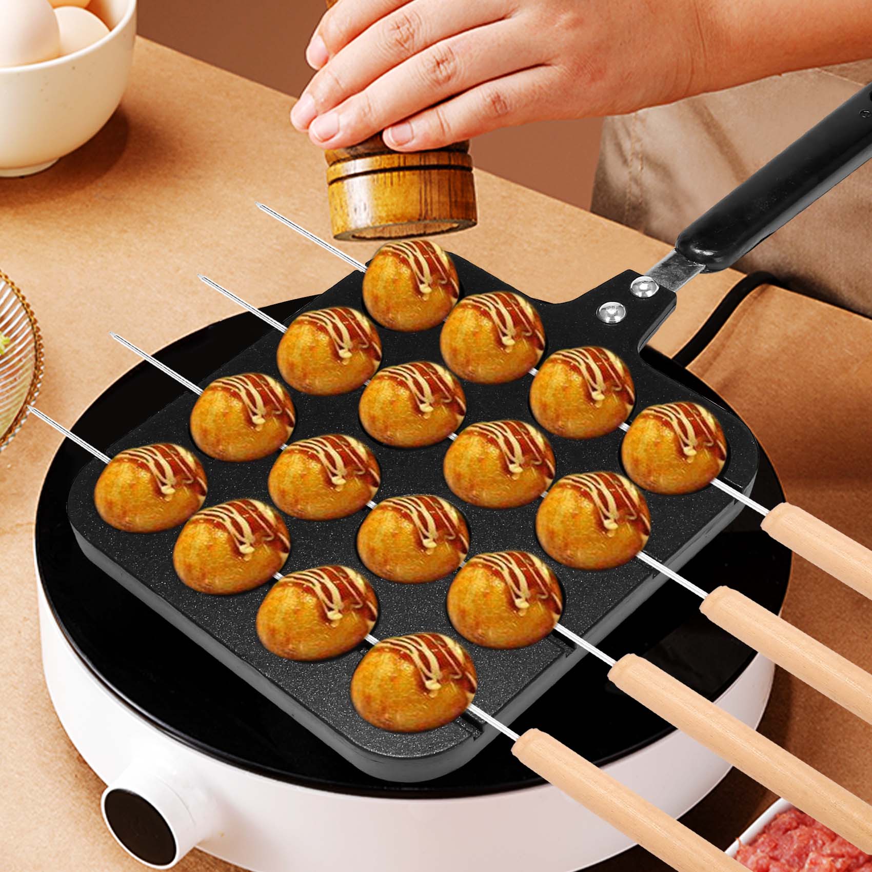 F-T 16 Holes Aluminum Takoyaki - đánh giá và giá Takoyaki Grill Plate