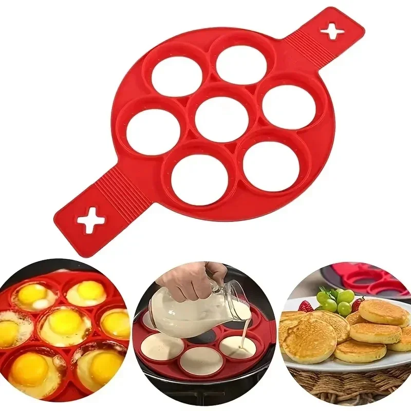 Silicone 7-hole Circular Fryin - đánh giá và giá Egg Waffle Pan