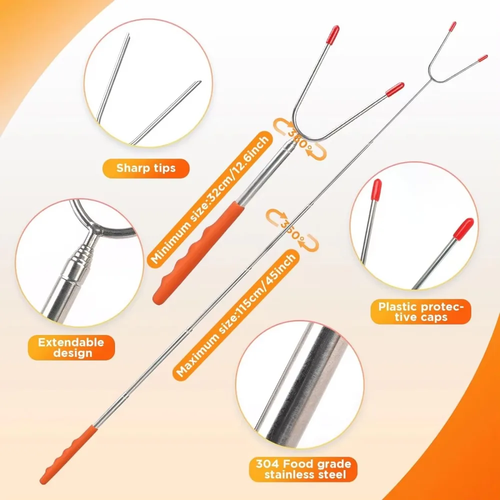 5/6/10pcs Telescopic BBQ Forks - đánh giá và giá Hot Dog Press