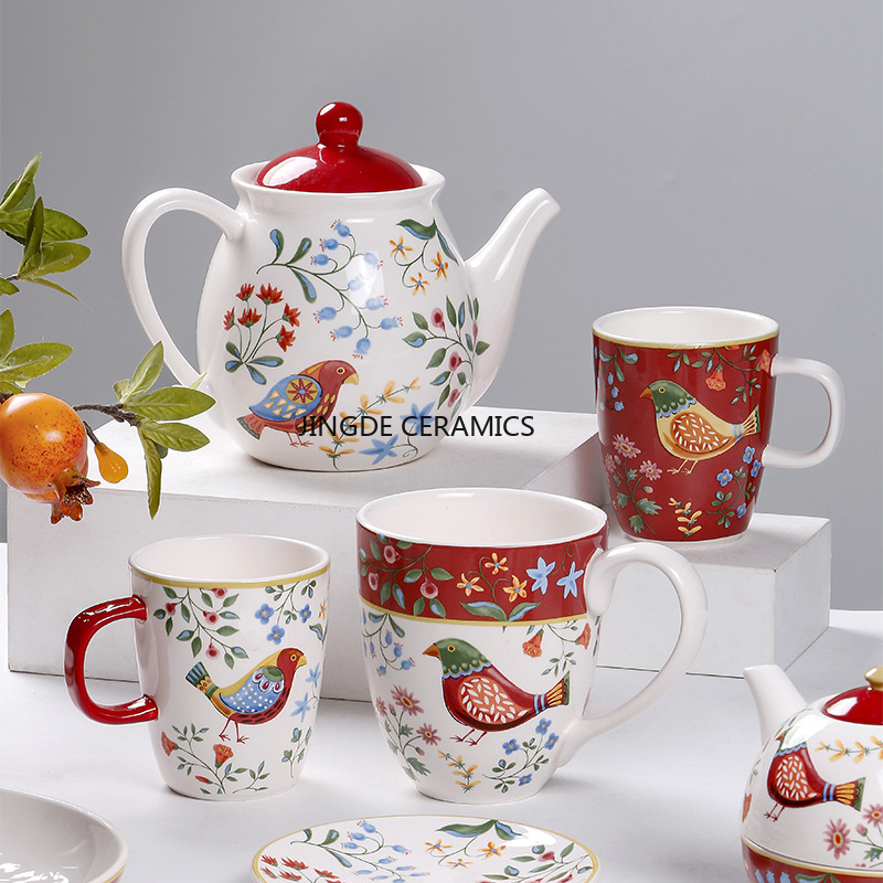 1pc European Ceramic Red Flowe - đánh giá và giá Dim Sum Basket