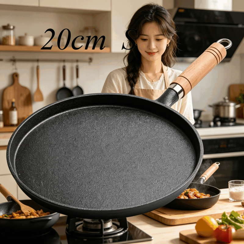20cm Cast Iron Skillet Wooden  - đánh giá và giá Egg Waffle Pan